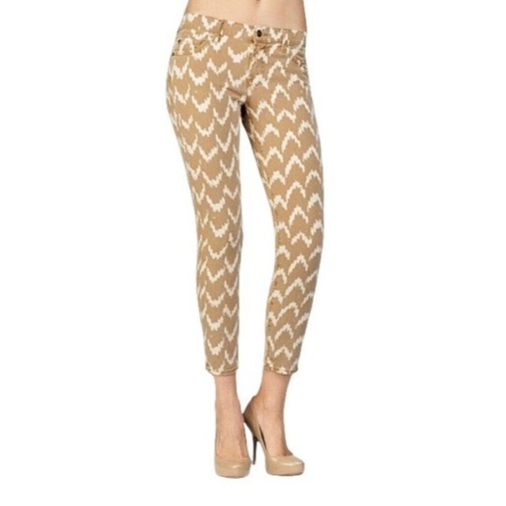 7 For All Mankind Cropped Skiny Toffee Ikat Jeans